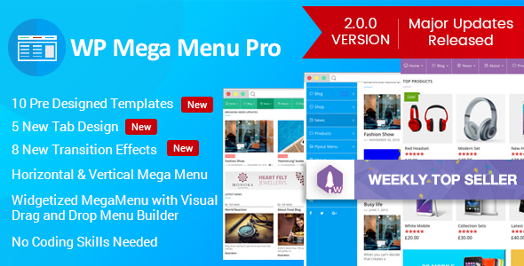 WP Mega Menu Pro v2.0.1響應式Mega菜單插件