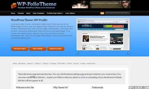 WPFolioTheme v1.0 Solostream高級Wordpress主題