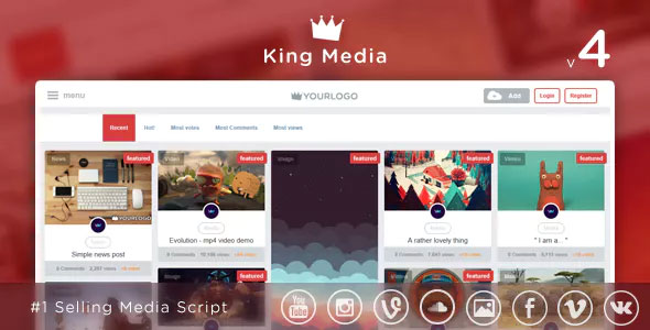 King Media v4.1病毒式視頻，新聞，圖片上傳和分享開心版