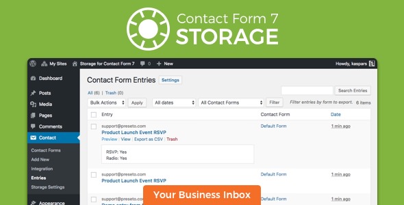 Storage for Contact Form CF7 v2.0.3聯係表單存儲插件